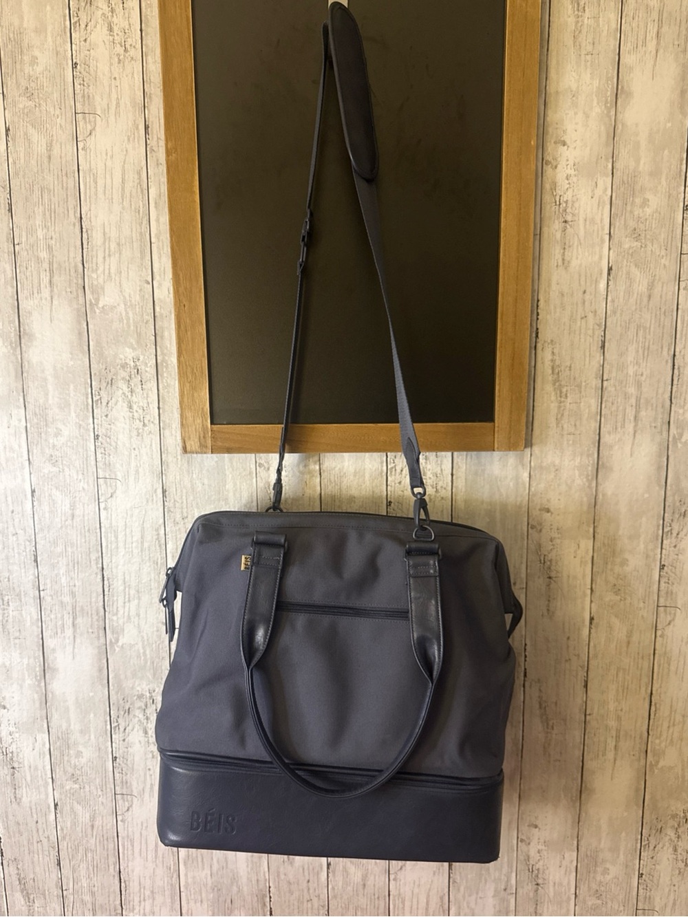 BÉIS The Weekender Bag Blue Travel Carry On Overnight Duffel W/ Shoulder Strap